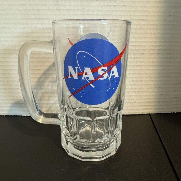 NASA Meatball Logo Tall 16oz Mug Beer Drinking Glass Tankard Outer Space - Picture 3 of 6